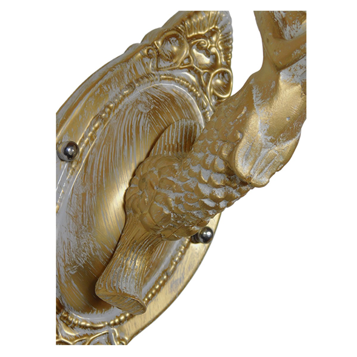 GloboStar® MERMAID 01317 Vintage Επιτοίχιο Φωτιστικό Απλίκα Μονόφωτο 1 x E27 IP20 Λευκό Γυαλί με Λευκό & Χρυσό Μέταλλο - Μ12.5 x Π28 x Υ27cm