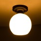 GloboStar® MAURA 01318 Μοντέρνο Φωτιστικό Οροφής Καμπάνα Μονόφωτο 1 x E27 IP20 Λευκό Γυαλί με Μαύρο Μέταλλο - Μ15 x Π15 x Υ18cm