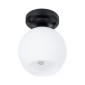 GloboStar® MAURA 01318 Μοντέρνο Φωτιστικό Οροφής Καμπάνα Μονόφωτο 1 x E27 IP20 Λευκό Γυαλί με Μαύρο Μέταλλο - Μ15 x Π15 x Υ18cm