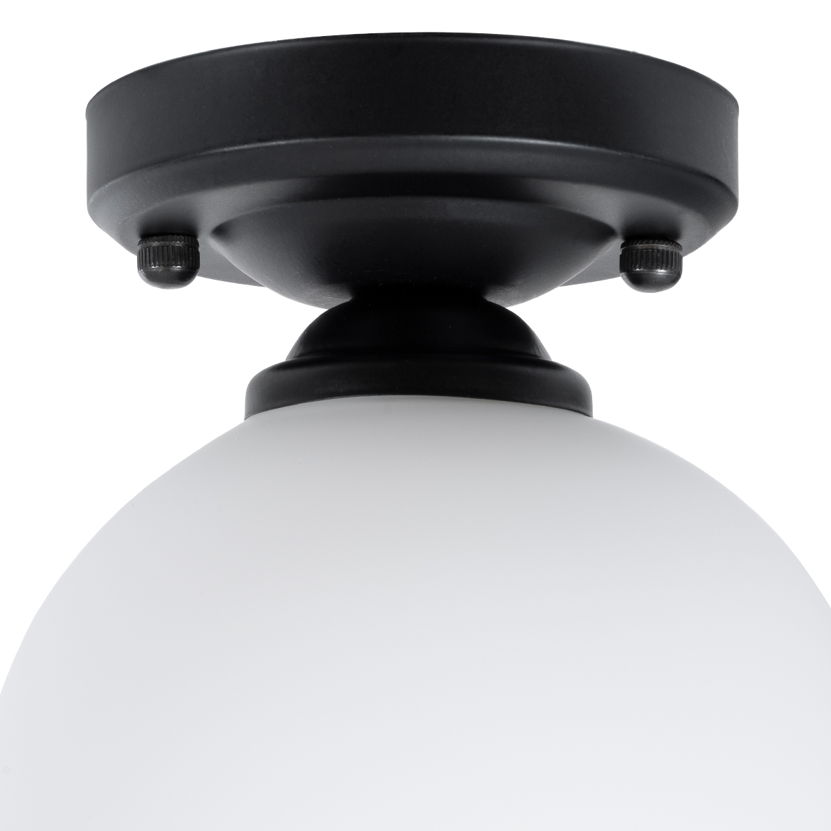 GloboStar® MAURA 01318 Μοντέρνο Φωτιστικό Οροφής Καμπάνα Μονόφωτο 1 x E27 IP20 Λευκό Γυαλί με Μαύρο Μέταλλο - Μ15 x Π15 x Υ18cm