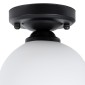 GloboStar® MAURA 01318 Μοντέρνο Φωτιστικό Οροφής Καμπάνα Μονόφωτο 1 x E27 IP20 Λευκό Γυαλί με Μαύρο Μέταλλο - Μ15 x Π15 x Υ18cm