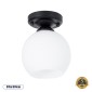 GloboStar® MAURA 01318 Μοντέρνο Φωτιστικό Οροφής Καμπάνα Μονόφωτο 1 x E27 IP20 Λευκό Γυαλί με Μαύρο Μέταλλο - Μ15 x Π15 x Υ18cm