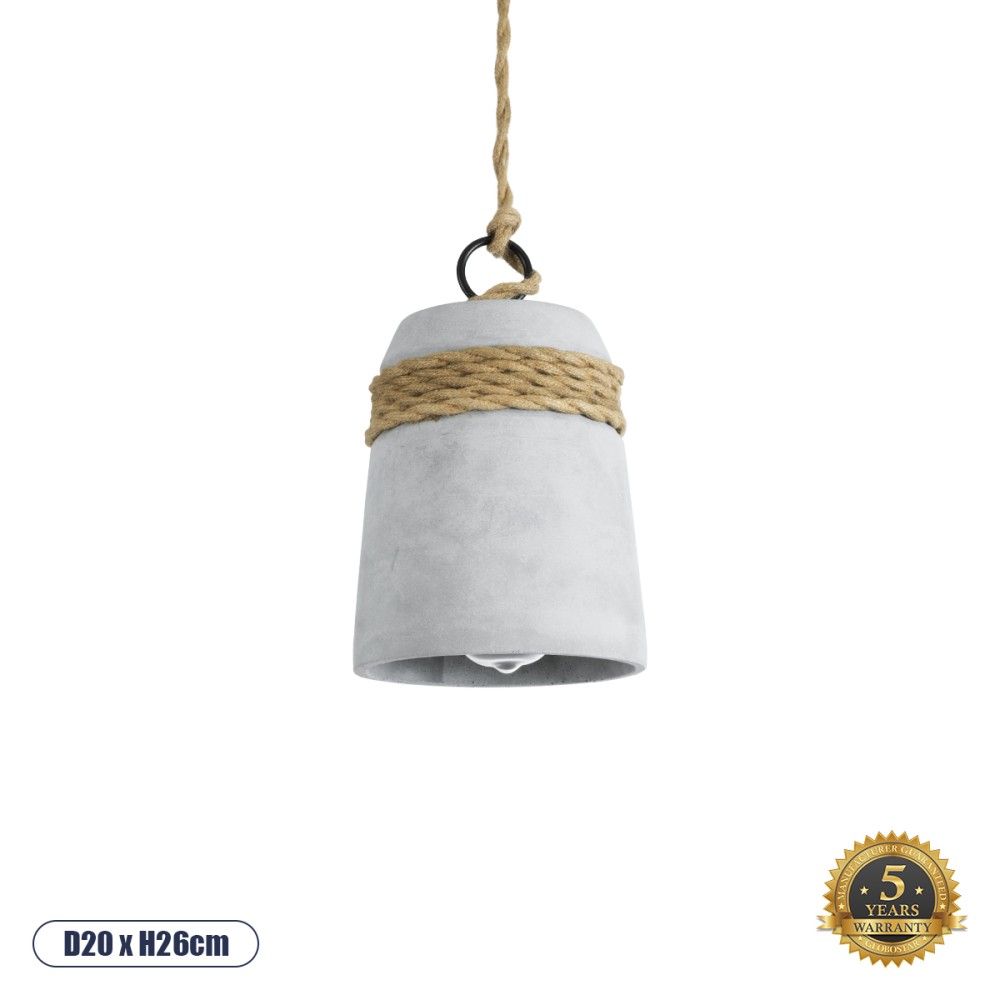 GLOBOSTAR® TRIBECA 01319 Boho Κρεμαστό Φωτιστικό Οροφής με Ντουί 1 x E27 AC 220-240V IP20 - Γκρι & Μπεζ - Μ20 x Π20 x Υ26cm