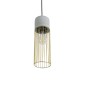 GloboStar® DURANT 01322 Μοντέρνο Κρεμαστό Φωτιστικό Πλέγμα Μονόφωτο 1 x E27 IP20 Γκρι Τσιμέντο με Μπεζ Μέταλλο - Μ12 x Π12 x Υ40cm
