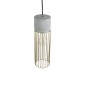 GloboStar® DURANT 01322 Μοντέρνο Κρεμαστό Φωτιστικό Πλέγμα Μονόφωτο 1 x E27 IP20 Γκρι Τσιμέντο με Μπεζ Μέταλλο - Μ12 x Π12 x Υ40cm