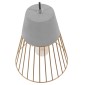 GloboStar® DURANT 01323 Μοντέρνο Κρεμαστό Φωτιστικό Πλέγμα Μονόφωτο 1 x E27 IP20 Γκρι Τσιμέντο με Μπεζ Μέταλλο - Μ25 x Π25 x Υ31cm