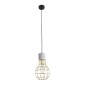 GloboStar® DURANT 01325 Μοντέρνο Κρεμαστό Φωτιστικό Πλέγμα Μονόφωτο 1 x E27 IP20 Γκρι Τσιμέντο με Χρυσό Μέταλλο - Μ20 x Π20 x Υ35cm