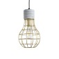 GloboStar® DURANT 01325 Μοντέρνο Κρεμαστό Φωτιστικό Πλέγμα Μονόφωτο 1 x E27 IP20 Γκρι Τσιμέντο με Χρυσό Μέταλλο - Μ20 x Π20 x Υ35cm