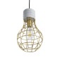 GloboStar® DURANT 01325 Μοντέρνο Κρεμαστό Φωτιστικό Πλέγμα Μονόφωτο 1 x E27 IP20 Γκρι Τσιμέντο με Χρυσό Μέταλλο - Μ20 x Π20 x Υ35cm