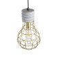 GloboStar® DURANT 01325 Μοντέρνο Κρεμαστό Φωτιστικό Πλέγμα Μονόφωτο 1 x E27 IP20 Γκρι Τσιμέντο με Χρυσό Μέταλλο - Μ20 x Π20 x Υ35cm
