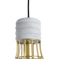 GloboStar® DURANT 01325 Μοντέρνο Κρεμαστό Φωτιστικό Πλέγμα Μονόφωτο 1 x E27 IP20 Γκρι Τσιμέντο με Χρυσό Μέταλλο - Μ20 x Π20 x Υ35cm