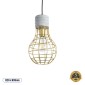 GloboStar® DURANT 01325 Μοντέρνο Κρεμαστό Φωτιστικό Πλέγμα Μονόφωτο 1 x E27 IP20 Γκρι Τσιμέντο με Χρυσό Μέταλλο - Μ20 x Π20 x Υ35cm