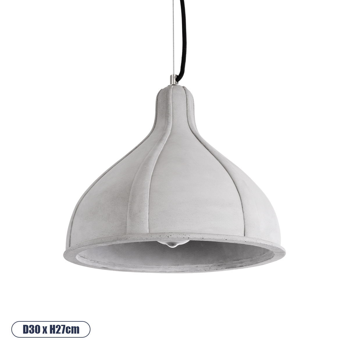 GloboStar® TRIBECA 01326 Μοντέρνο Κρεμαστό Φωτιστικό Καμπάνα Μονόφωτο 1 x E27 IP20 Γκρι Τσιμέντο - Μ30 x Π30 x Υ27cm