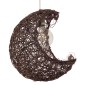GloboStar® CRESCENT 01330 Vintage Κρεμαστό Φωτιστικό Πλέγμα Μονόφωτο 1 x E27 IP20 Καφέ Rattan - Μ30 x Π20 x Υ35cm