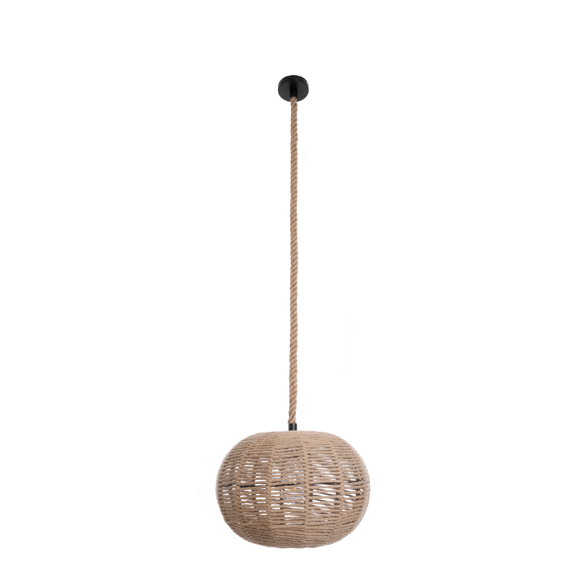 GloboStar® MANDALA 01331 Vintage Κρεμαστό Φωτιστικό Πλέγμα Μονόφωτο 1 x E27 IP20 Μπεζ Σχοινί - Μ40 x Π40 x Υ33cm