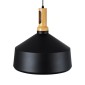 GloboStar® CALYPSO 01334-B Μοντέρνο Κρεμαστό Φωτιστικό Καμπάνα Μονόφωτο 1 x E27 IP20 Μαύρο & Χρυσό Μέταλλο με Μπεζ Ξύλο - Μ36 x Π36 x Υ35cm