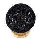 GloboStar® OCEANA 01338 Μοντέρνο Επιτραπέζιο Φωτιστικό Πορτατίφ Μονόφωτο Μαύρο Ξύλινο Ψάθινο Rattan Φ20 x Υ22cm