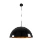 GloboStar® DIADEMA 01342 Μοντέρνο Κρεμαστό Φωτιστικό Καμπάνα Μονόφωτο 1 x E27 IP20 Μαύρο & Χρυσό Μέταλλο - Μ60 x Π60 x Υ30cm