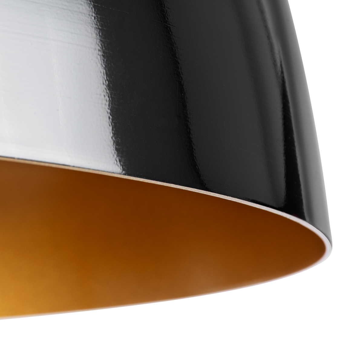 GloboStar® DIADEMA 01342 Μοντέρνο Κρεμαστό Φωτιστικό Καμπάνα Μονόφωτο 1 x E27 IP20 Μαύρο & Χρυσό Μέταλλο - Μ60 x Π60 x Υ30cm
