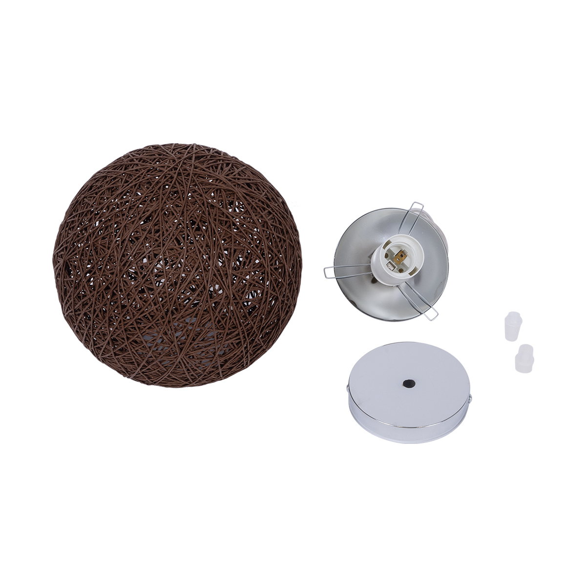 GloboStar® OCEANA 01354 Vintage Κρεμαστό Φωτιστικό Μπάλα Μονόφωτο 1 x E27 IP20 Καφέ Σχοίνι - Μ20 x Π20 x Υ20cm