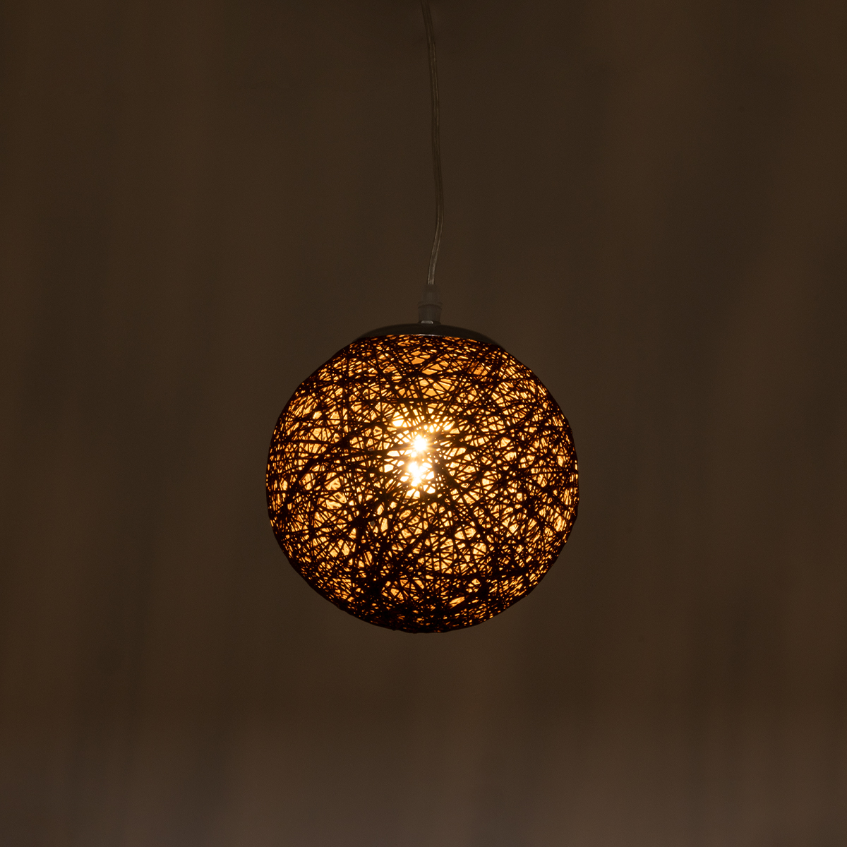 GloboStar® OCEANA 01354 Vintage Κρεμαστό Φωτιστικό Μπάλα Μονόφωτο 1 x E27 IP20 Καφέ Σχοίνι - Μ20 x Π20 x Υ20cm