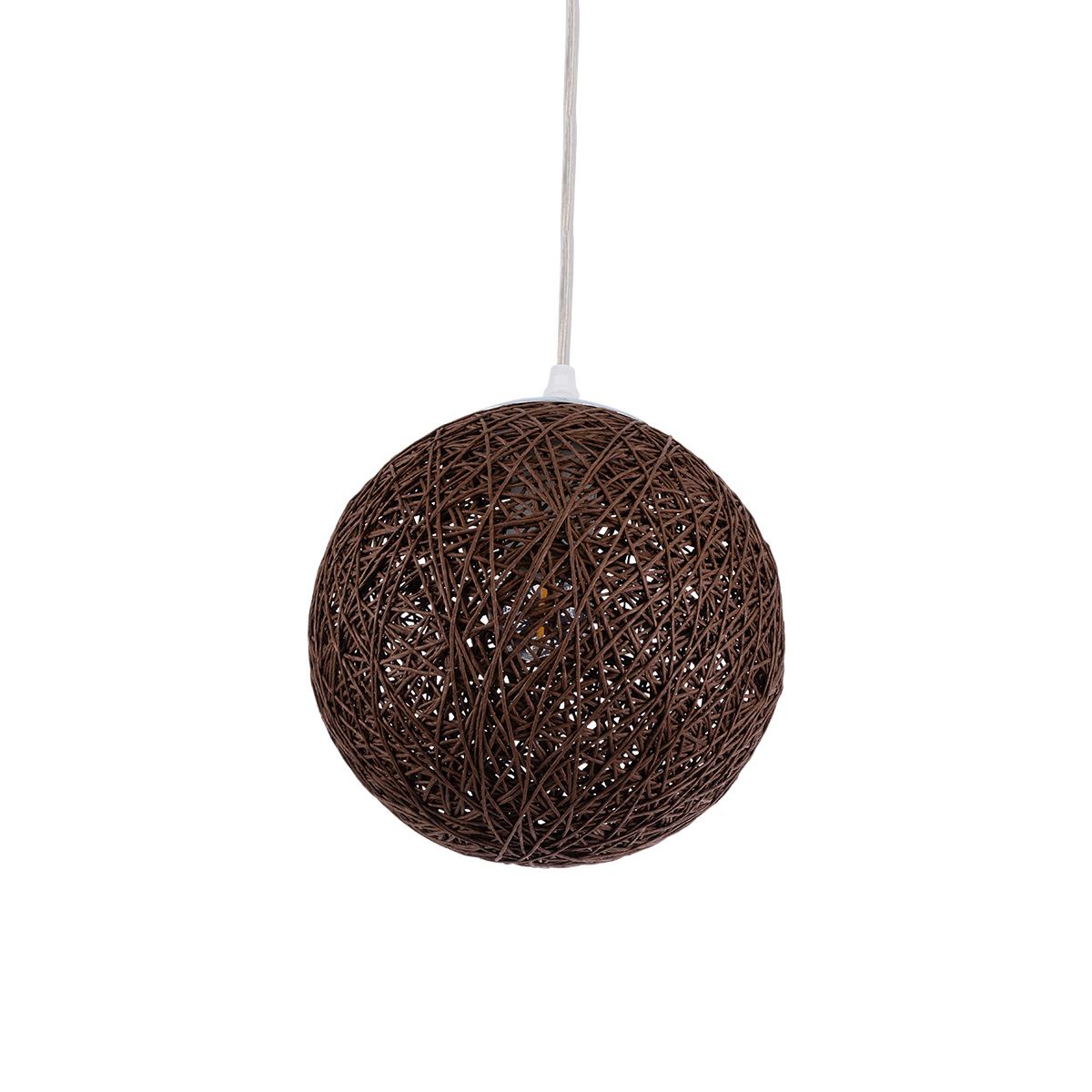 GloboStar® OCEANA 01354 Vintage Κρεμαστό Φωτιστικό Μπάλα Μονόφωτο 1 x E27 IP20 Καφέ Σχοίνι - Μ20 x Π20 x Υ20cm