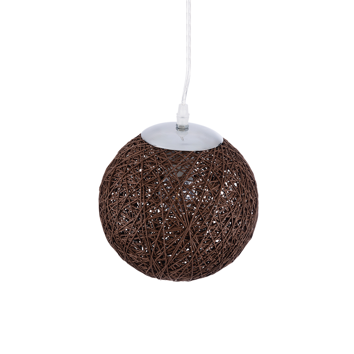 GloboStar® OCEANA 01354 Vintage Κρεμαστό Φωτιστικό Μπάλα Μονόφωτο 1 x E27 IP20 Καφέ Σχοίνι - Μ20 x Π20 x Υ20cm