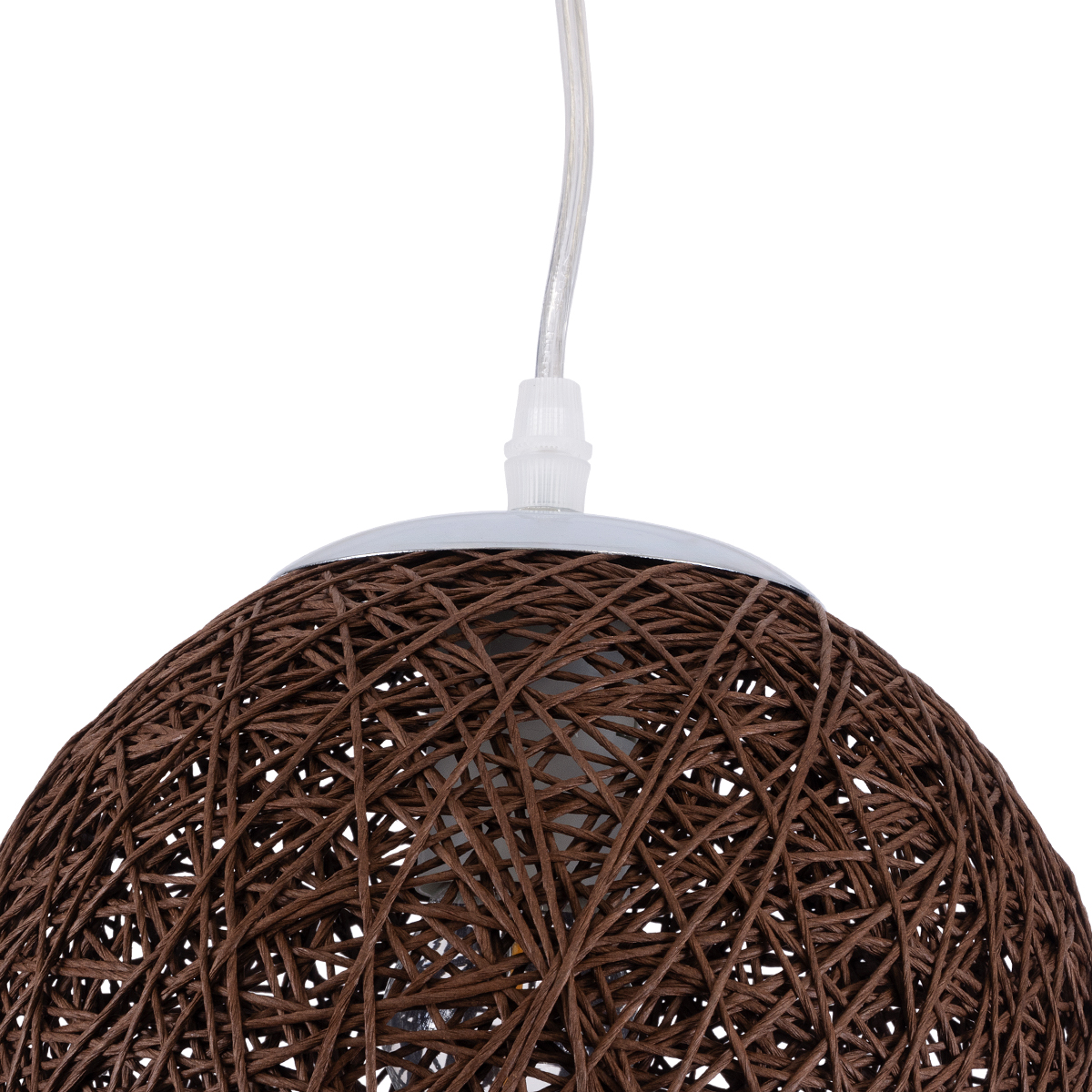 GloboStar® OCEANA 01354 Vintage Κρεμαστό Φωτιστικό Μπάλα Μονόφωτο 1 x E27 IP20 Καφέ Σχοίνι - Μ20 x Π20 x Υ20cm