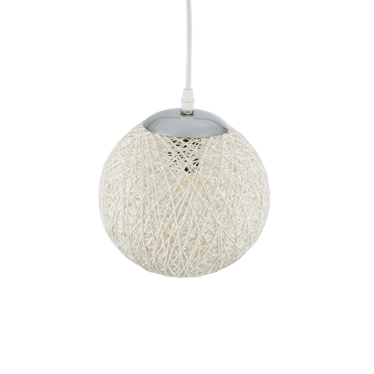 GloboStar® OCEANA 01355 Vintage Κρεμαστό Φωτιστικό Μπάλα Μονόφωτο 1 x E27 IP20 Λευκό Σχοινί - Μ20 x Π20 x Υ20cm