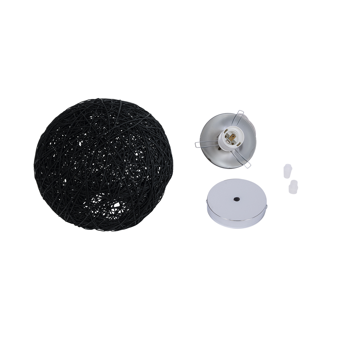 GloboStar® OCEANA 01356 Vintage Κρεμαστό Φωτιστικό Μπάλα Μονόφωτο 1 x E27 IP20 Μαύρο Σχοινί - Μ20 x Π20 x Υ20cm