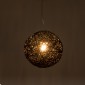 GloboStar® OCEANA 01356 Vintage Κρεμαστό Φωτιστικό Μπάλα Μονόφωτο 1 x E27 IP20 Μαύρο Σχοινί - Μ20 x Π20 x Υ20cm