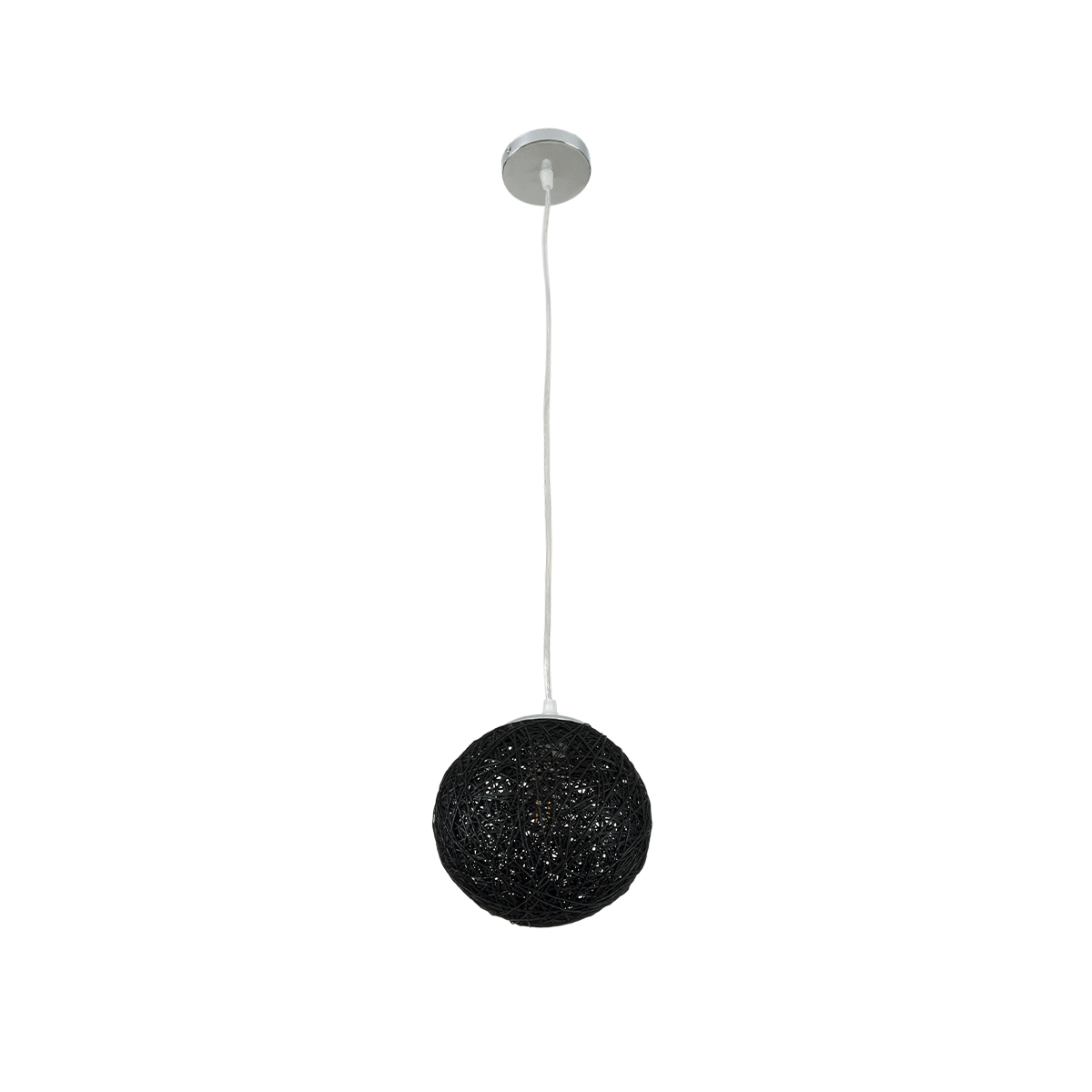 GloboStar® OCEANA 01356 Vintage Κρεμαστό Φωτιστικό Μπάλα Μονόφωτο 1 x E27 IP20 Μαύρο Σχοινί - Μ20 x Π20 x Υ20cm