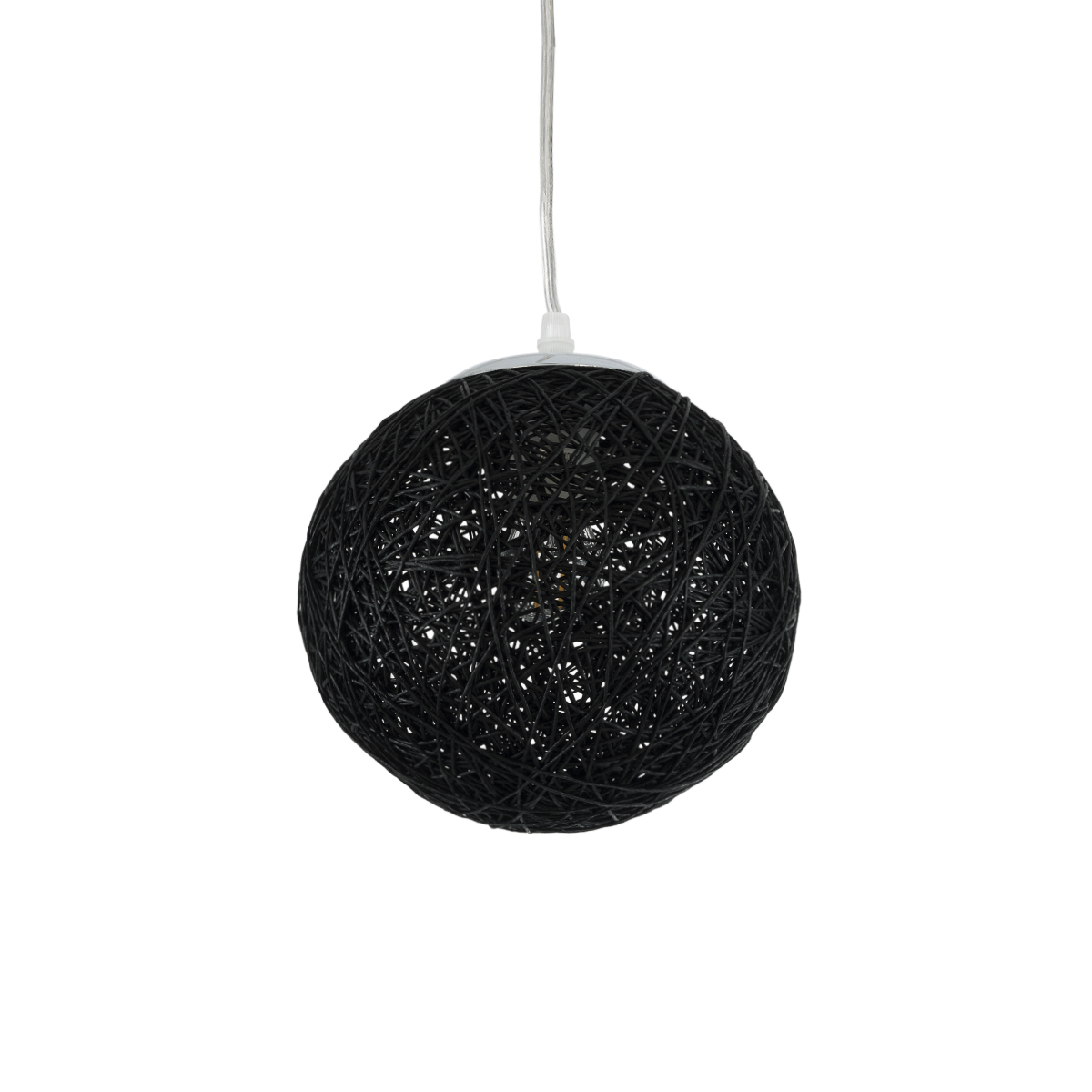 GloboStar® OCEANA 01356 Vintage Κρεμαστό Φωτιστικό Μπάλα Μονόφωτο 1 x E27 IP20 Μαύρο Σχοινί - Μ20 x Π20 x Υ20cm