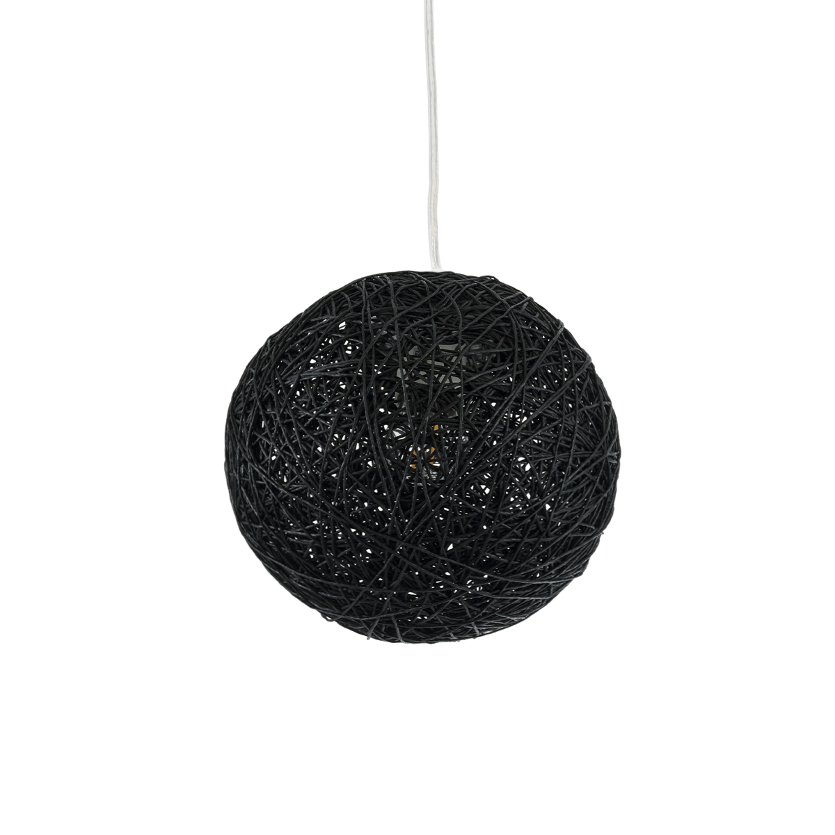 GloboStar® OCEANA 01356 Vintage Κρεμαστό Φωτιστικό Μπάλα Μονόφωτο 1 x E27 IP20 Μαύρο Σχοινί - Μ20 x Π20 x Υ20cm
