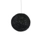 GloboStar® OCEANA 01356 Vintage Κρεμαστό Φωτιστικό Μπάλα Μονόφωτο 1 x E27 IP20 Μαύρο Σχοινί - Μ20 x Π20 x Υ20cm