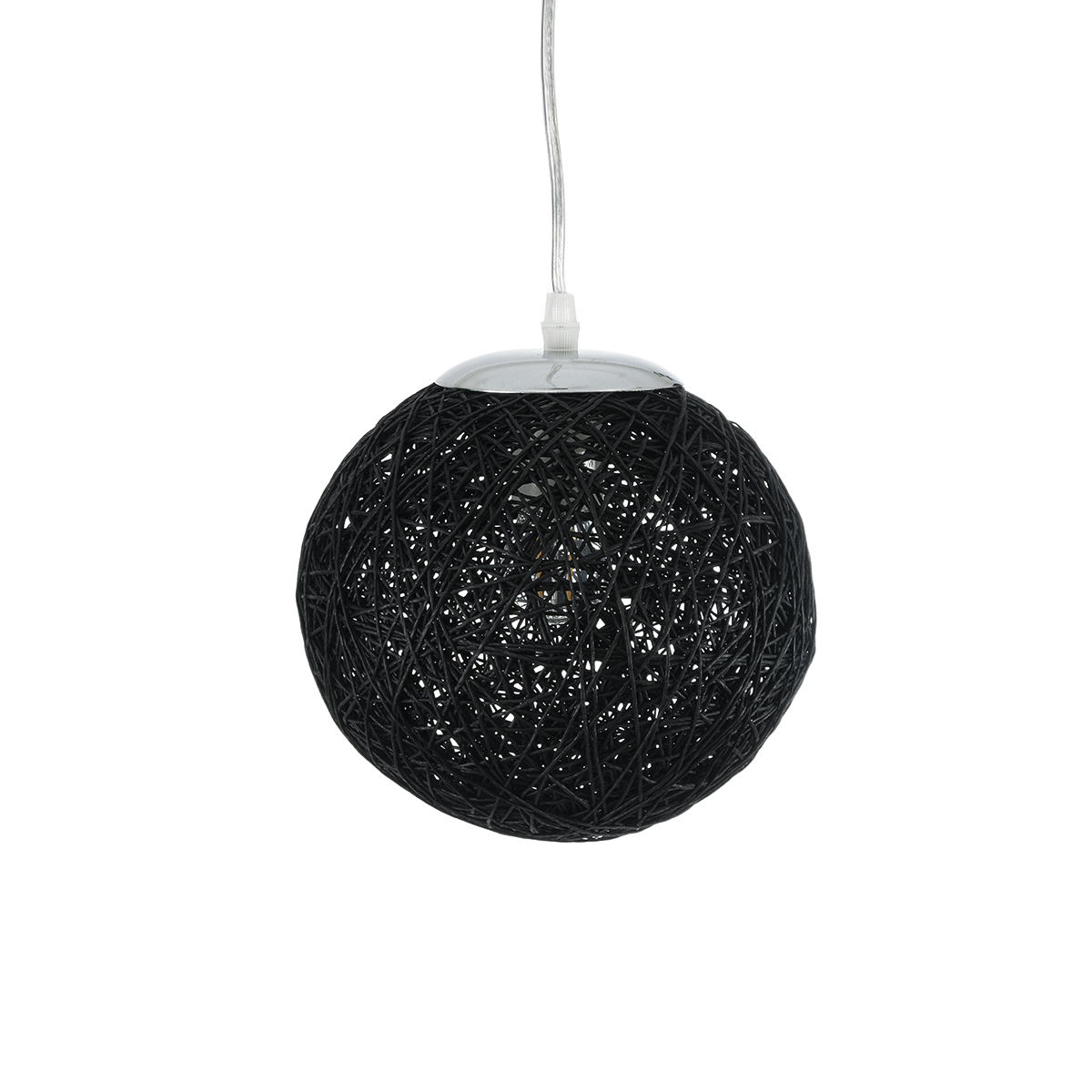 GloboStar® OCEANA 01356 Vintage Κρεμαστό Φωτιστικό Μπάλα Μονόφωτο 1 x E27 IP20 Μαύρο Σχοινί - Μ20 x Π20 x Υ20cm