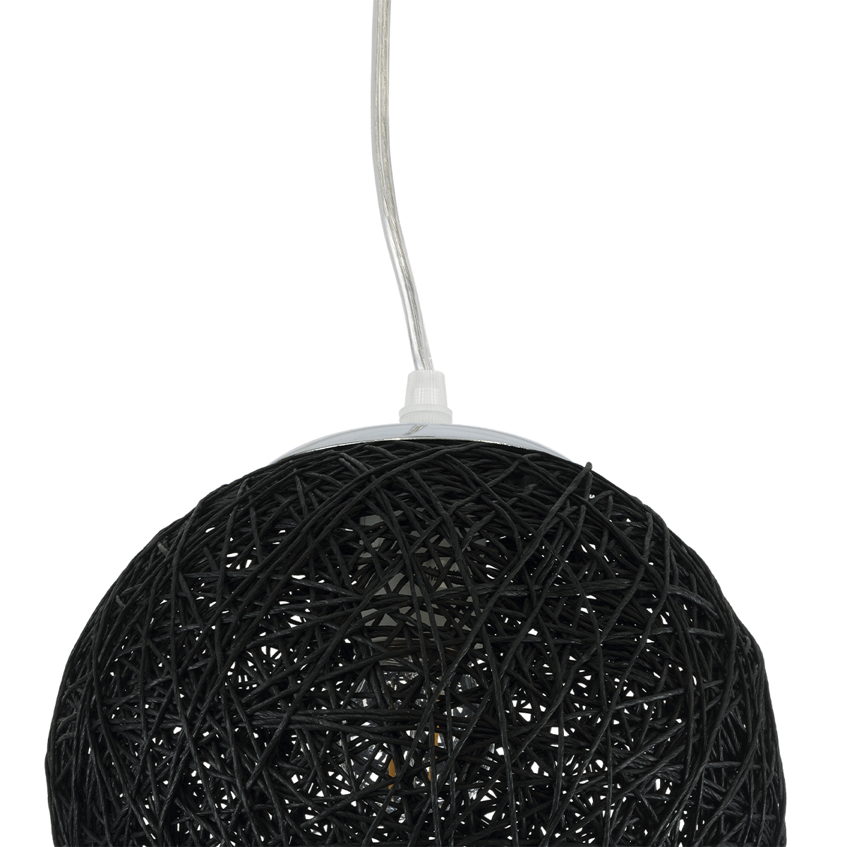GloboStar® OCEANA 01356 Vintage Κρεμαστό Φωτιστικό Μπάλα Μονόφωτο 1 x E27 IP20 Μαύρο Σχοινί - Μ20 x Π20 x Υ20cm