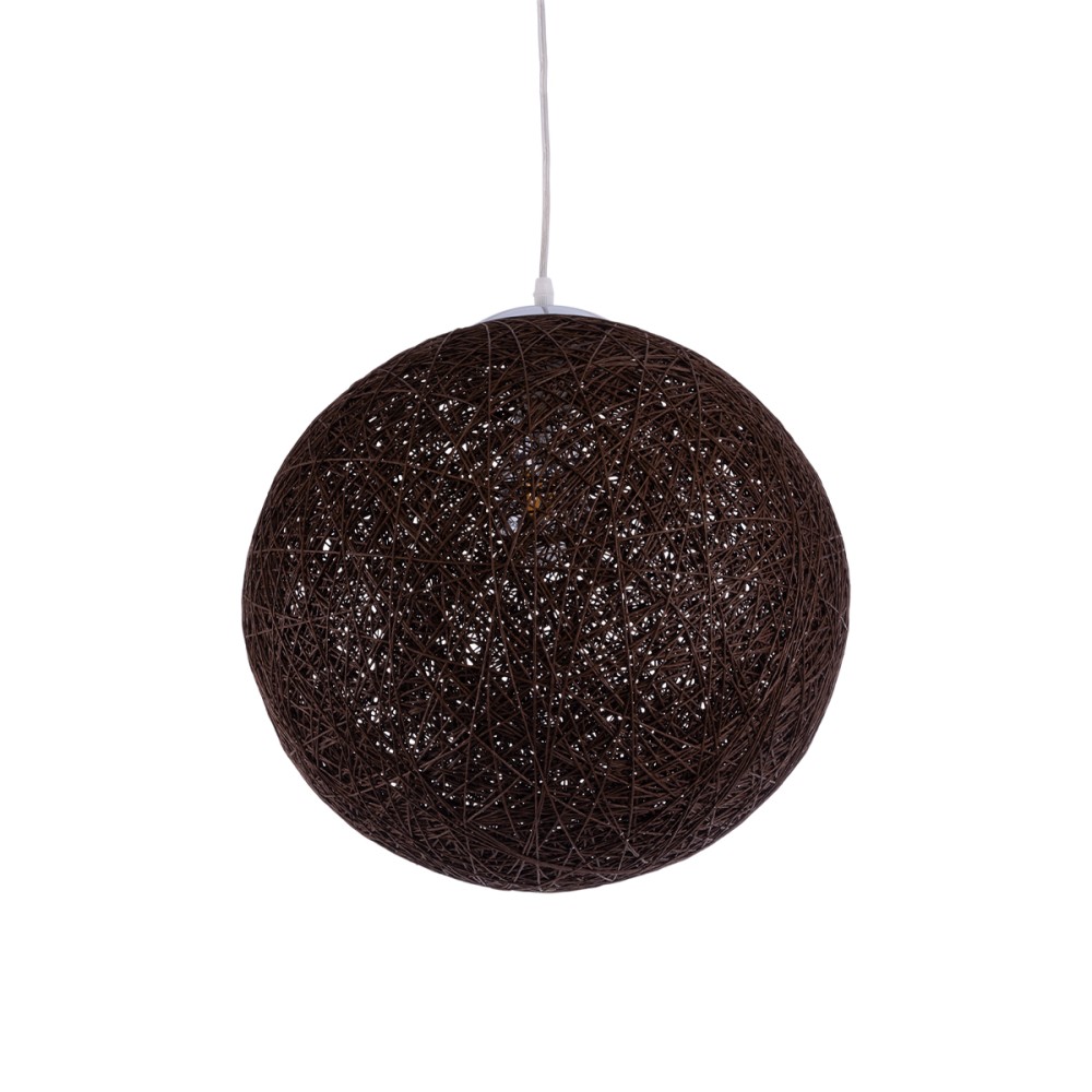GloboStar® OCEANA 01358 Boho Κρεμαστό Φωτιστικό Μπάλα Μονόφωτο 1 x E27 IP20 Καφέ Σχοινί - Μ40 x Π40 x Υ40cm