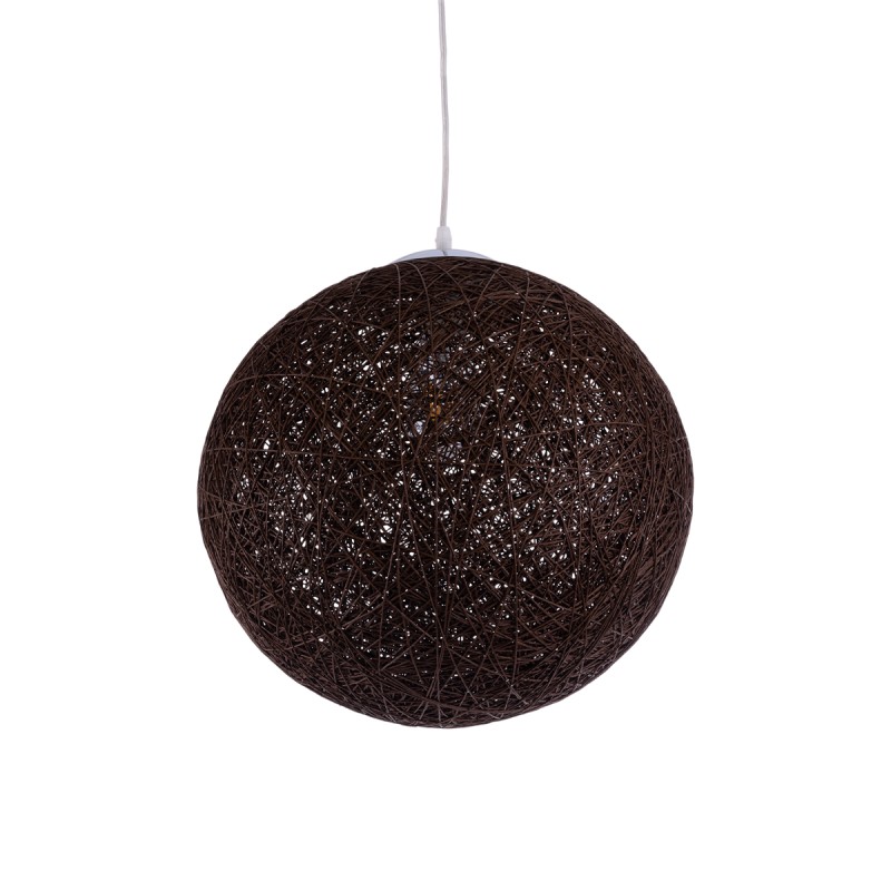 GloboStar® OCEANA 01358 Boho Κρεμαστό Φωτιστικό Μπάλα Μονόφωτο 1 x E27 IP20 Καφέ Σχοινί - Μ40 x Π40 x Υ40cm