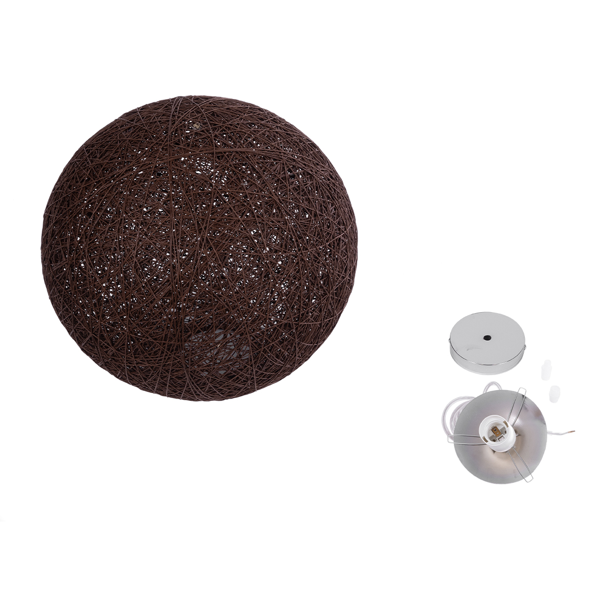 GloboStar® OCEANA 01358 Vintage Κρεμαστό Φωτιστικό Μπάλα Μονόφωτο 1 x E27 IP20 Καφέ Σχοινί - Μ40 x Π40 x Υ40cm
