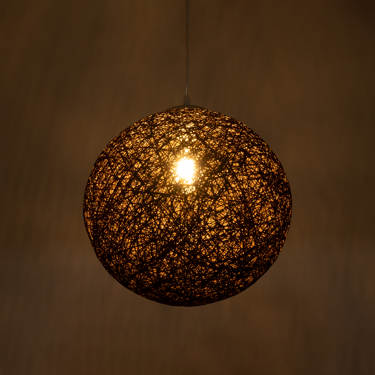 GloboStar® OCEANA 01358 Vintage Κρεμαστό Φωτιστικό Μπάλα Μονόφωτο 1 x E27 IP20 Καφέ Σχοινί - Μ40 x Π40 x Υ40cm