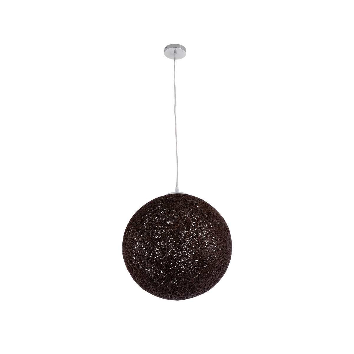 GloboStar® OCEANA 01358 Vintage Κρεμαστό Φωτιστικό Μπάλα Μονόφωτο 1 x E27 IP20 Καφέ Σχοινί - Μ40 x Π40 x Υ40cm