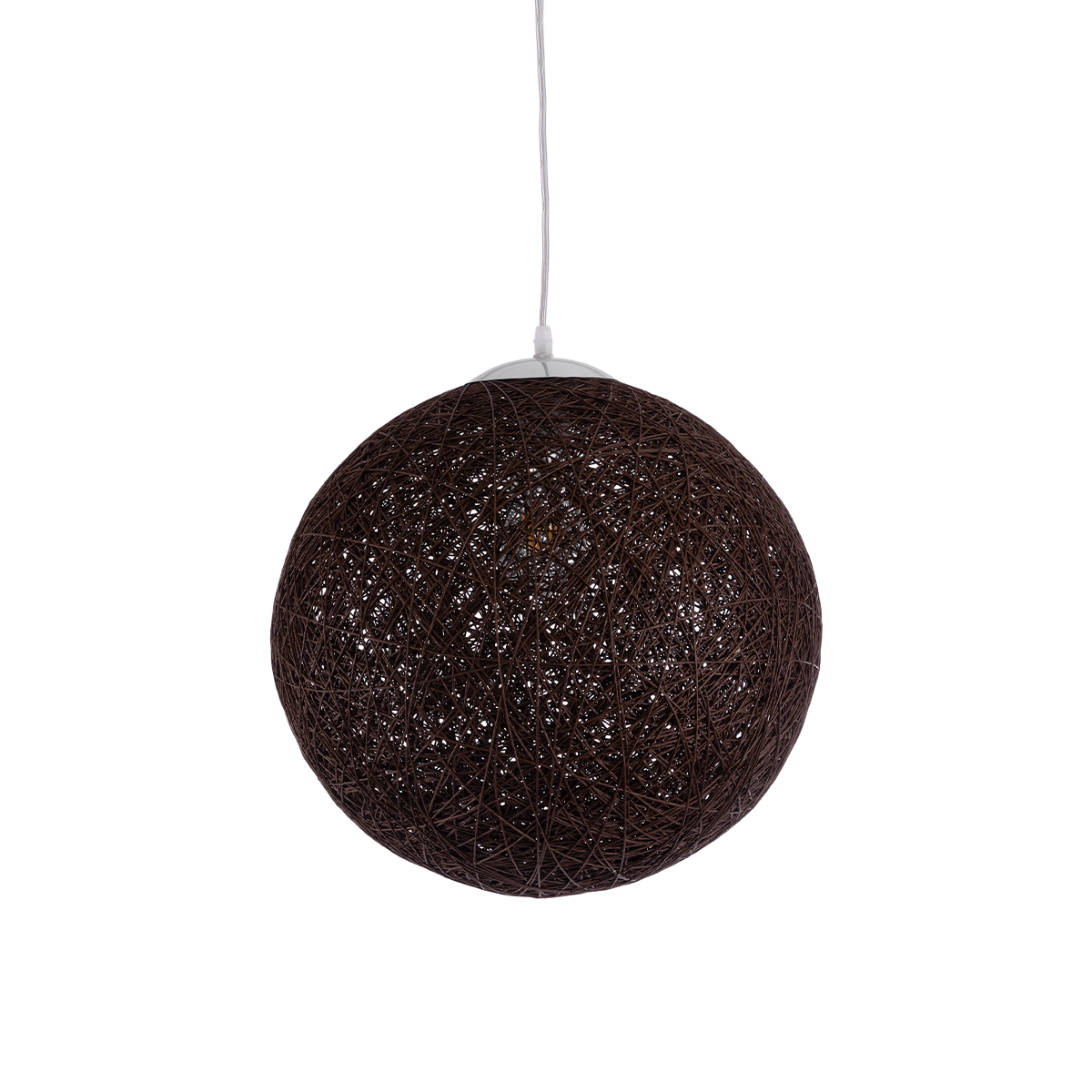 GloboStar® OCEANA 01358 Vintage Κρεμαστό Φωτιστικό Μπάλα Μονόφωτο 1 x E27 IP20 Καφέ Σχοινί - Μ40 x Π40 x Υ40cm