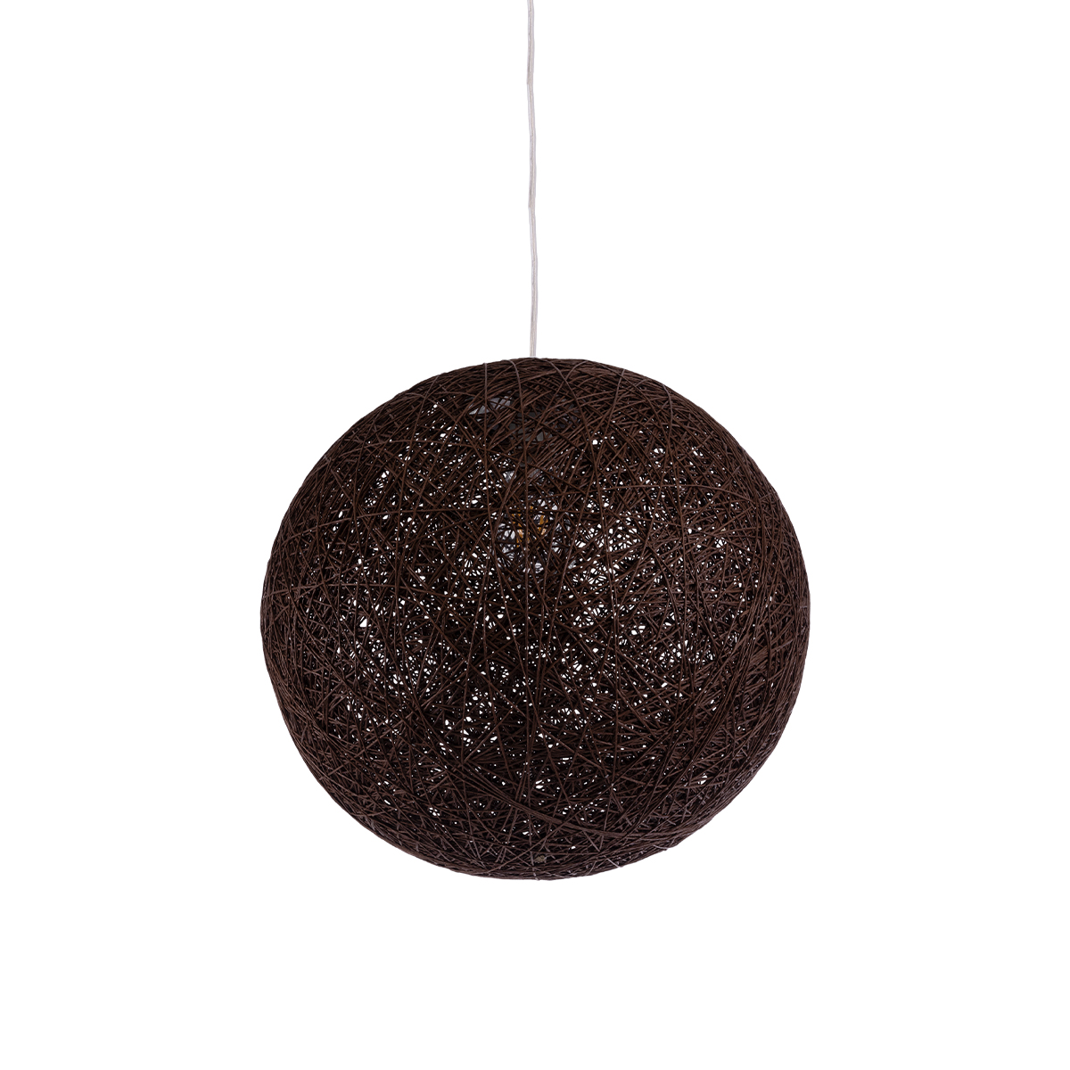 GloboStar® OCEANA 01358 Vintage Κρεμαστό Φωτιστικό Μπάλα Μονόφωτο 1 x E27 IP20 Καφέ Σχοινί - Μ40 x Π40 x Υ40cm