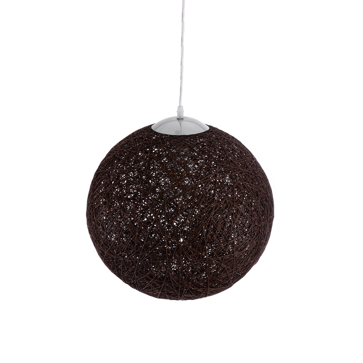 GloboStar® OCEANA 01358 Vintage Κρεμαστό Φωτιστικό Μπάλα Μονόφωτο 1 x E27 IP20 Καφέ Σχοινί - Μ40 x Π40 x Υ40cm