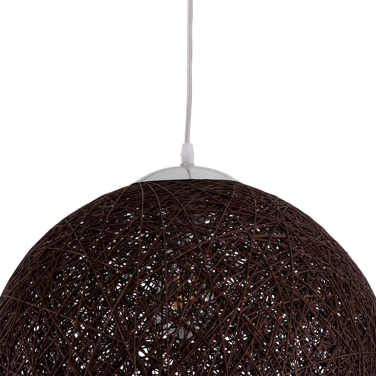 GloboStar® OCEANA 01358 Vintage Κρεμαστό Φωτιστικό Μπάλα Μονόφωτο 1 x E27 IP20 Καφέ Σχοινί - Μ40 x Π40 x Υ40cm