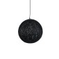 GloboStar® OCEANA 01360 Vintage Κρεμαστό Φωτιστικό Μπάλα Μονόφωτο 1 x E27 IP20 Μαύρο Σχοινί - Μ40 x Π40 x Υ40cm