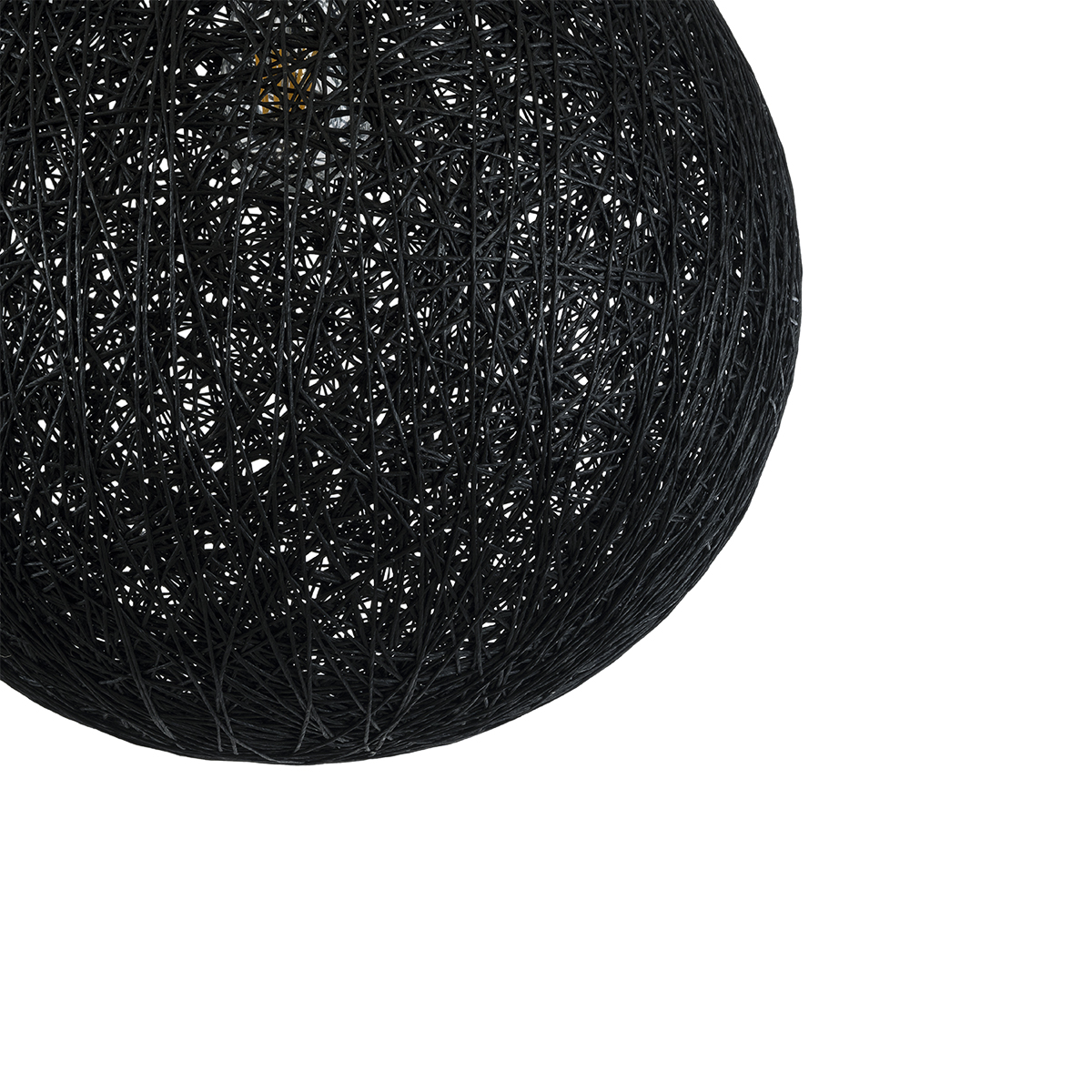 GloboStar® OCEANA 01360 Vintage Κρεμαστό Φωτιστικό Μπάλα Μονόφωτο 1 x E27 IP20 Μαύρο Σχοινί - Μ40 x Π40 x Υ40cm