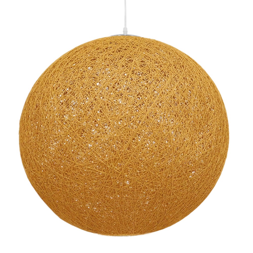 GloboStar® OCEANA 01361 Boho Κρεμαστό Φωτιστικό Μπάλα Μονόφωτο 1 x E27 IP20 Μπεζ & Χρυσό Σχοινί - Μ60 x Π60 x Υ60cm