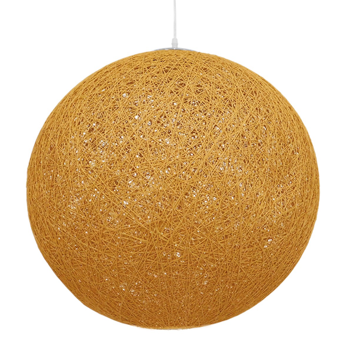 GloboStar® OCEANA 01361 Vintage Κρεμαστό Φωτιστικό Μπάλα Μονόφωτο 1 x E27 IP20 Μπεζ & Χρυσό Σχοινί - Μ60 x Π60 x Υ60cm